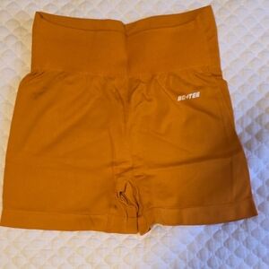 BO+TEE Women's High-Waisted Orange Bike Shorts